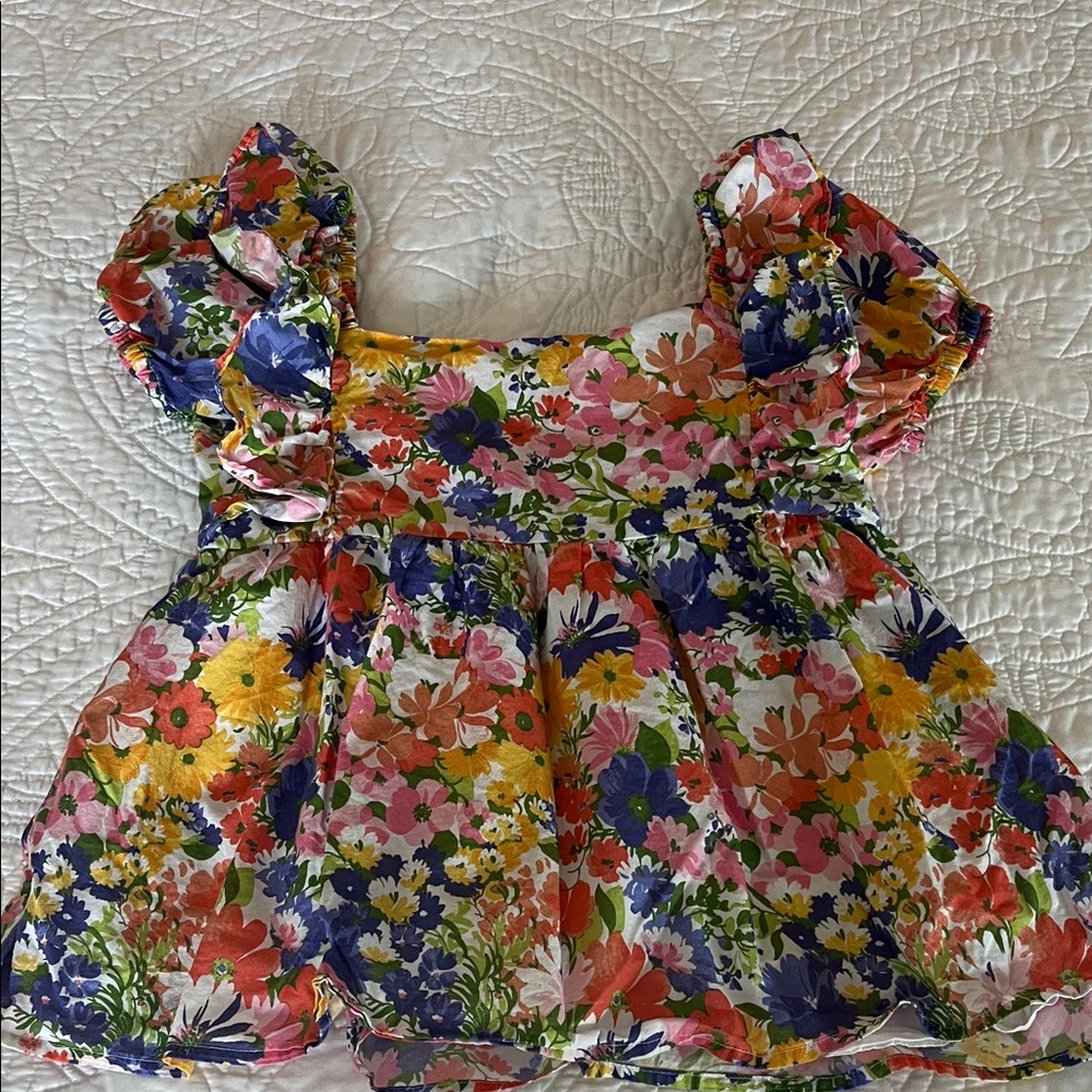 Janie and Jack Floral Ruffle-Sleeve Multicolor Top